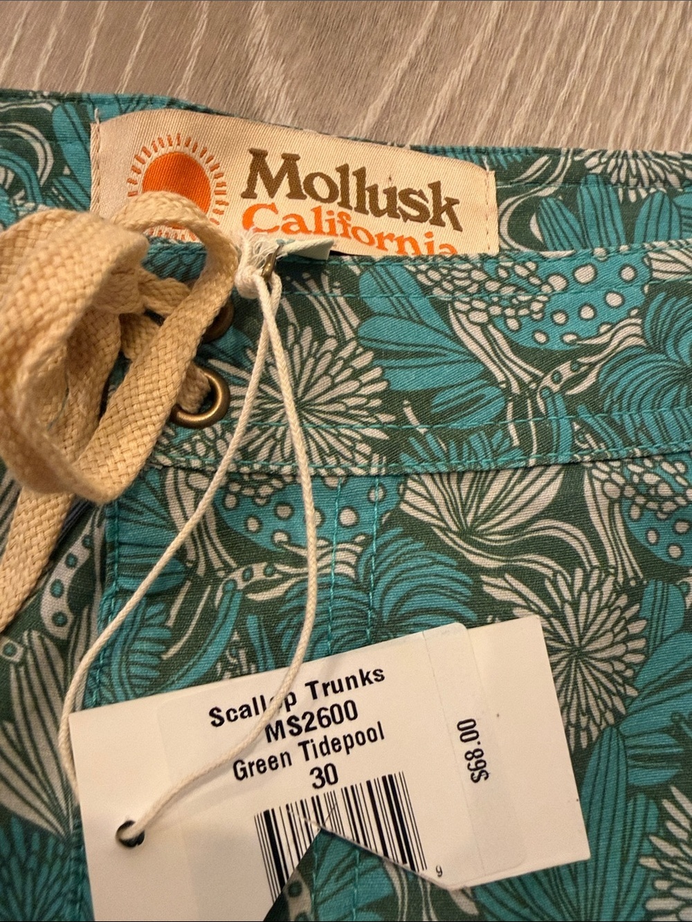 NWT Mollusk Surf Shop California Scallop Trunks Green Tidepool Size Small 30 - Picture 5 of 5